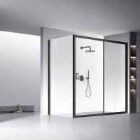 Душевой угол Veconi Rovigo RV-060B, 1900х900х1950, черный, стекло прозрачное New