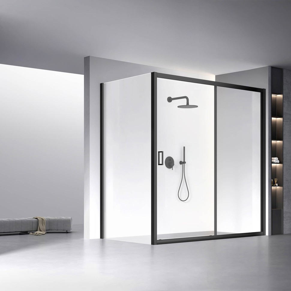 Душевой угол Veconi Rovigo RV-060B, 1900х900х1950, черный, стекло прозрачное New