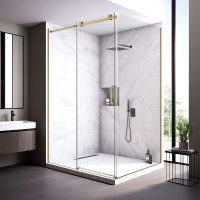 Душевой угол Veconi Rovigo RV-075G, 1200х800х2000, золото брашинг , стекло прозрачное