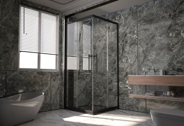 1/2 Душевого угла Veconi Premium Trento PTC-20B, 1200*2000мм, черный матовый, стекло прозрачное