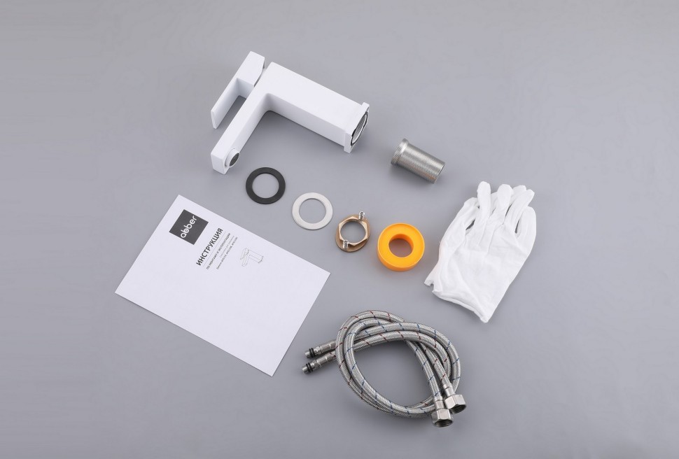 Смеситель ABBER Daheim AF8210W для раковины, белый матовый