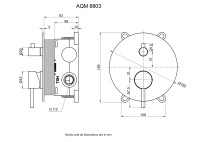 AQM8803BN Встраиваемый смеситель на 2 потр. в комплекте с внутр. частью, никель шлифованный