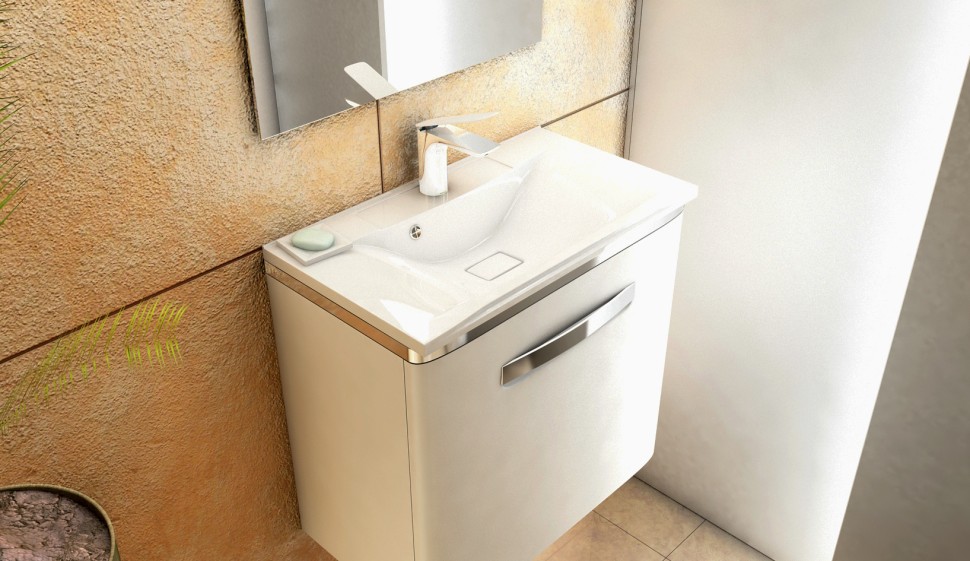 Раковина для ванной 65 см, с декоративной накладкой для слива