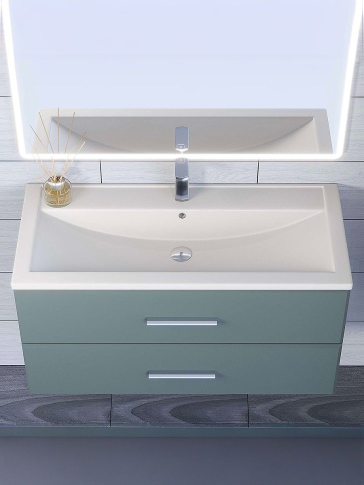 Раковина для ванной кварцевая Uperwood Foster Quartz 100х45,5х17,5 см, белая матовая, жасмин