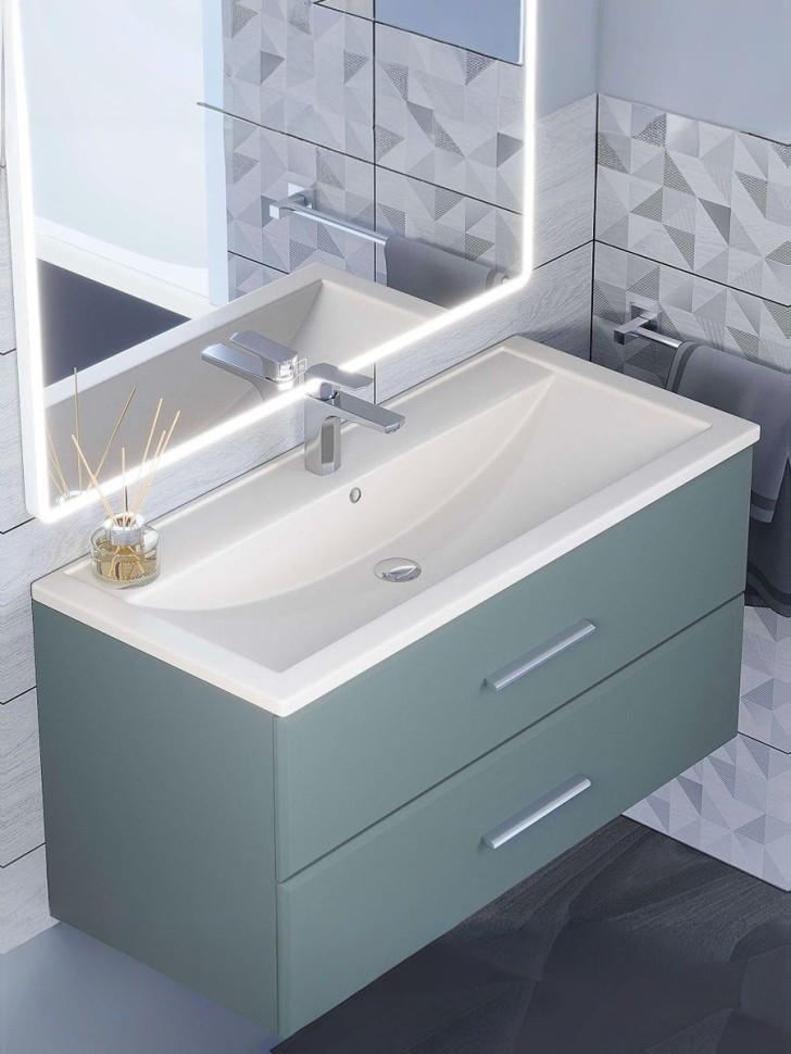 Раковина для ванной кварцевая Uperwood Foster Quartz 100х45,5х17,5 см, белая матовая, жасмин