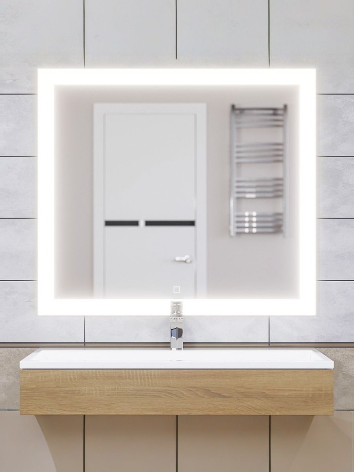 Зеркало для ванной с подсветкой Uperwood Barsa 90х80 см, прямоугольное, сенсор/антизапотевание