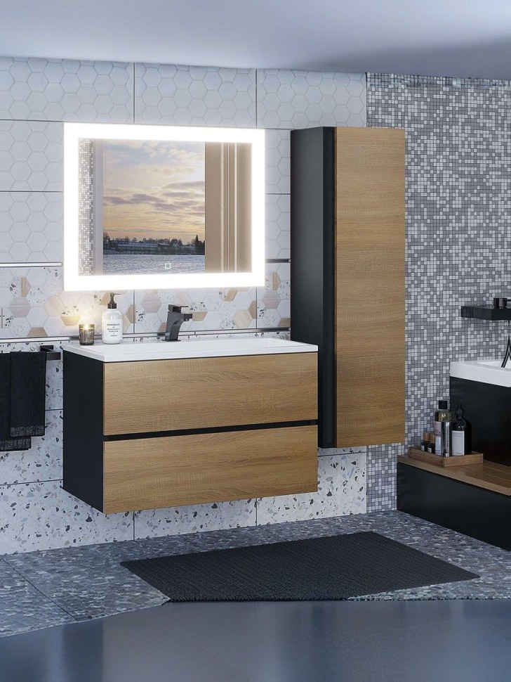 Зеркало для ванной с подсветкой Uperwood Barsa 90х80 см, прямоугольное, сенсор/антизапотевание