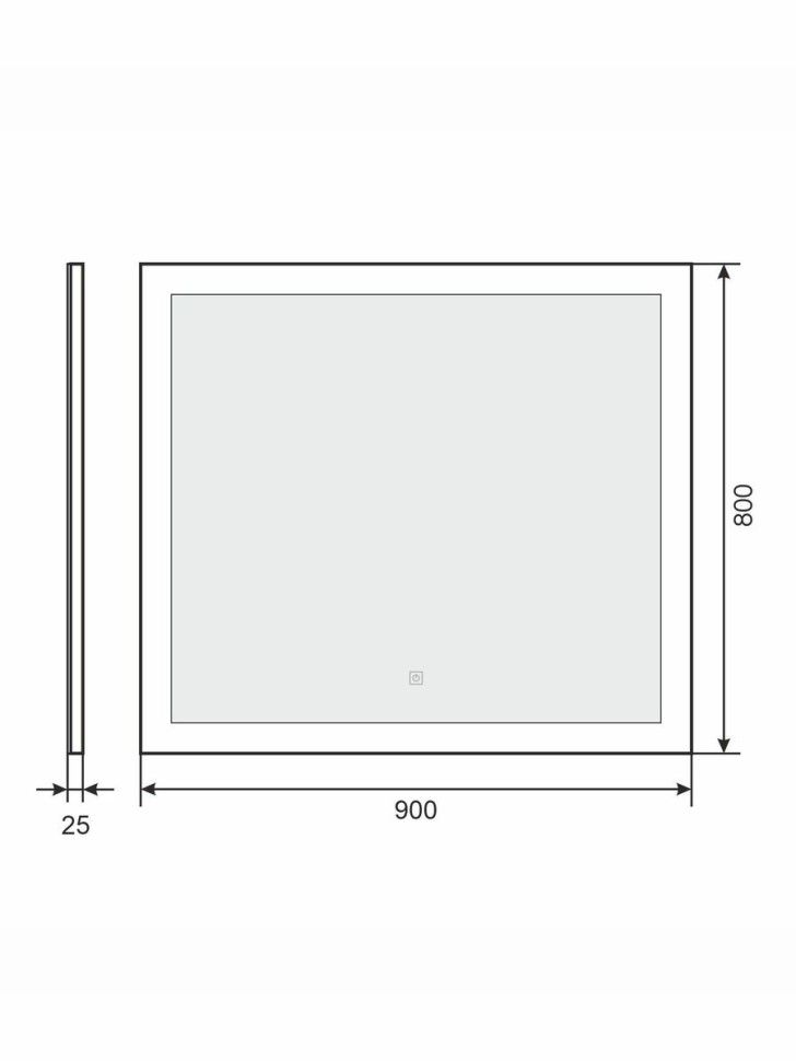 Зеркало для ванной с подсветкой Uperwood Barsa 90х80 см, прямоугольное, сенсор/антизапотевание