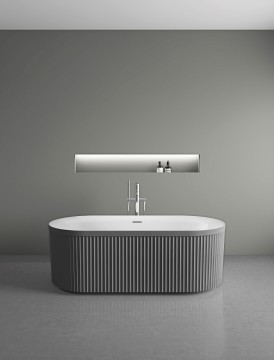 Ванна акриловая Vincea VBT-709-1700MA, 1700*800*585, цвет матовый антрацит/белый, щелевой перелив, слив белый