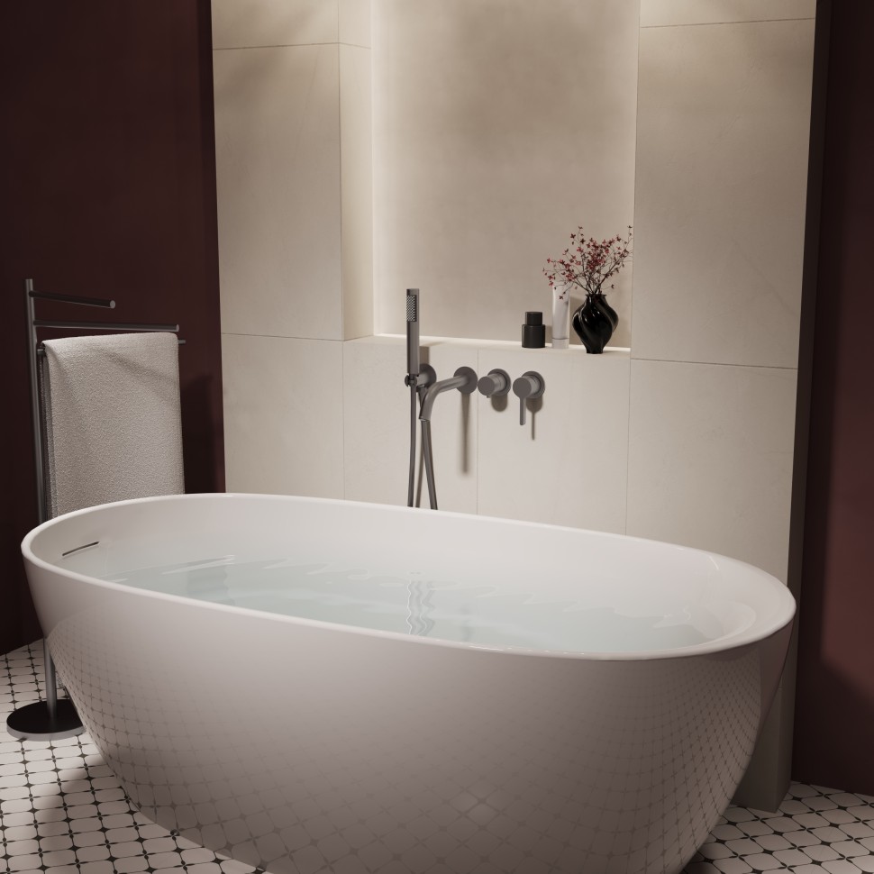 Смеситель для ванны Villa VTFW-1VL1BN, встраиваемый, брашированный никель