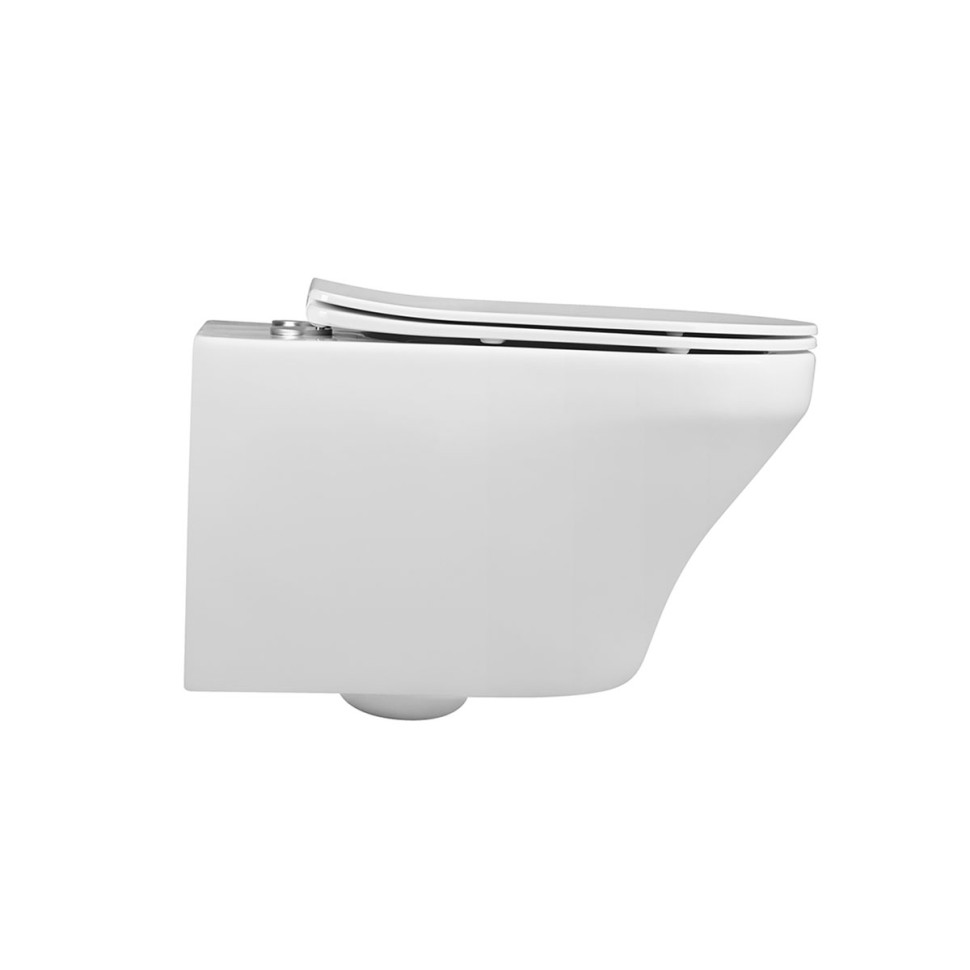 Унитаз подвесной Edge-M VT1-37 безободковый, цвет белый, ультратонкое soft-close сиденье