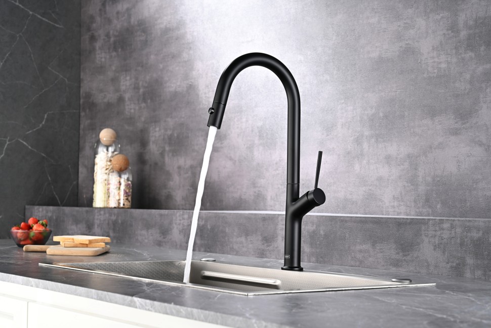 Смеситель для кухни AQUAme Cucina с выдвижным изливом AQM9905MB