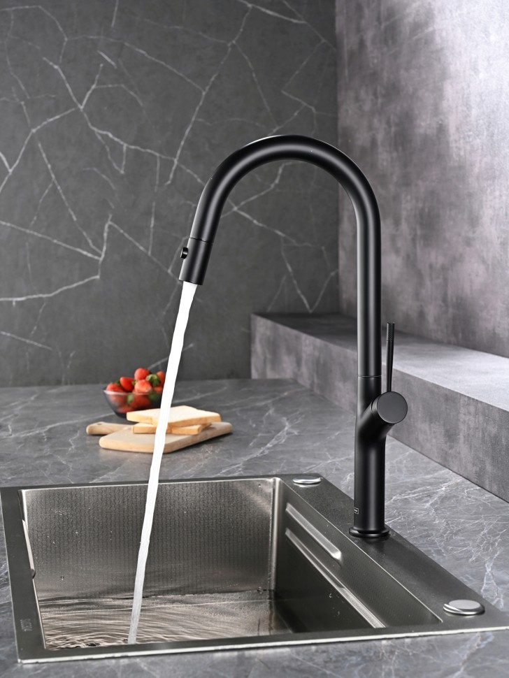 Смеситель для кухни AQUAme Cucina с выдвижным изливом AQM9905MB