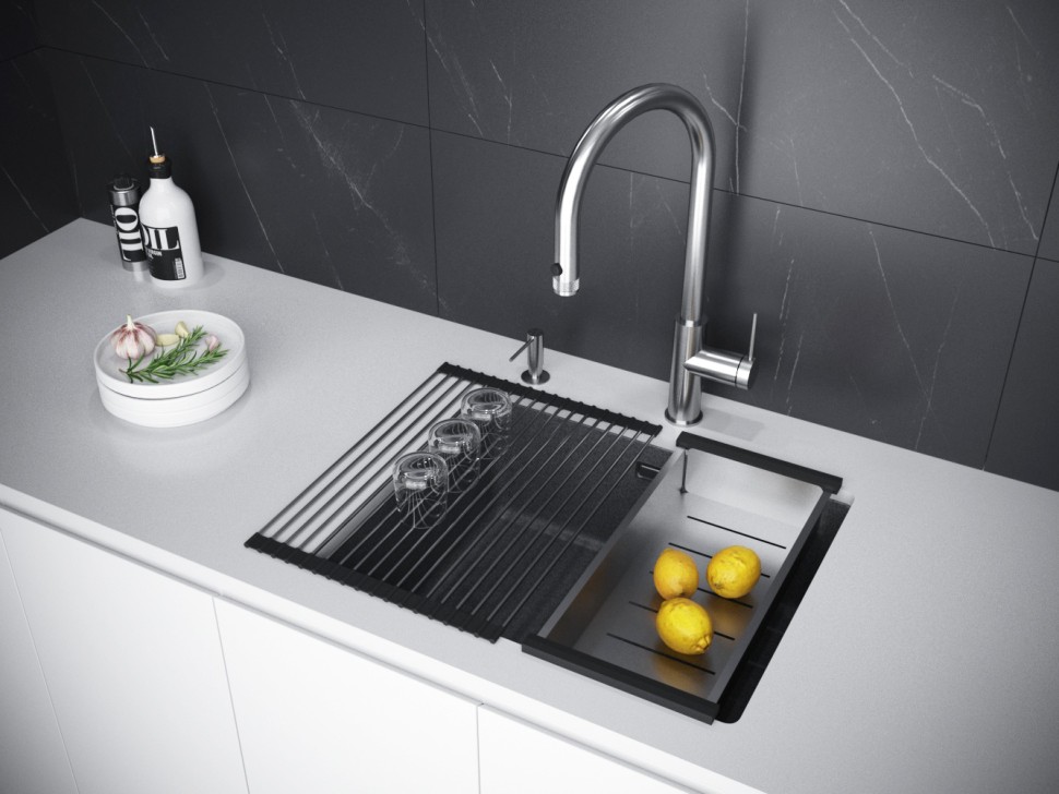 Мойка LUMI 55UNI, IT-GRANIT, LU55-WH, белый, 555х460, Paulmark