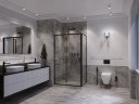 Душевое ограждение Ambassador Forsa 17021216AB-90AB (100х90х200) прямоугольник,черный,стекло прозрачное,раздвижная,2 места
