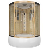 Душевая кабина Niagara Luxe NG-7744G (120x120х215) высокий поддон(50см),дверь раздвижная,стенки золото,4 места