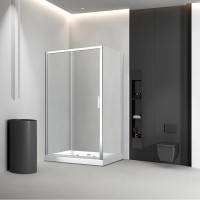 Душевой угол Veconi Rovigo RV-046BС, 1500х1200х1950, никель брашинг, стекло прозрачное