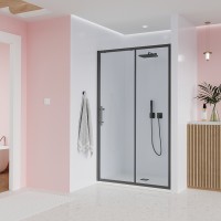 Душевая дверь Veconi Evo 100 GR, 1600x1950, графит брашинг, стекло прозрачное