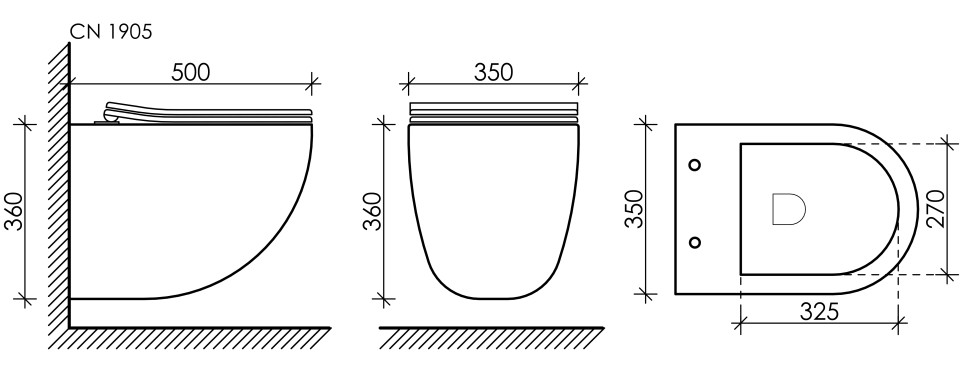 Подвесной унитаз Mono Rimless CN1905