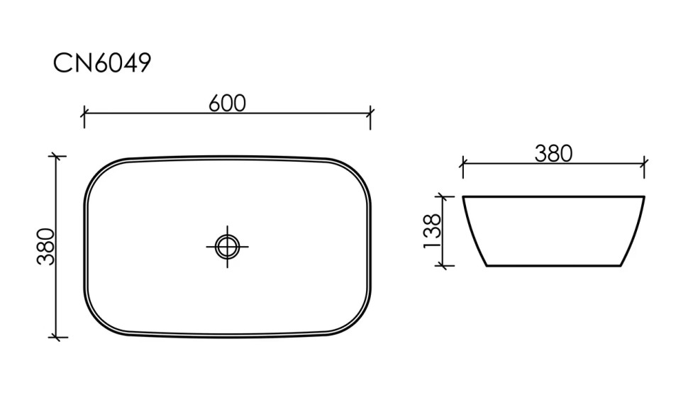 Умывальник чаша накладная овальная (цвет Черный Матовый) Element 600x380x138мм