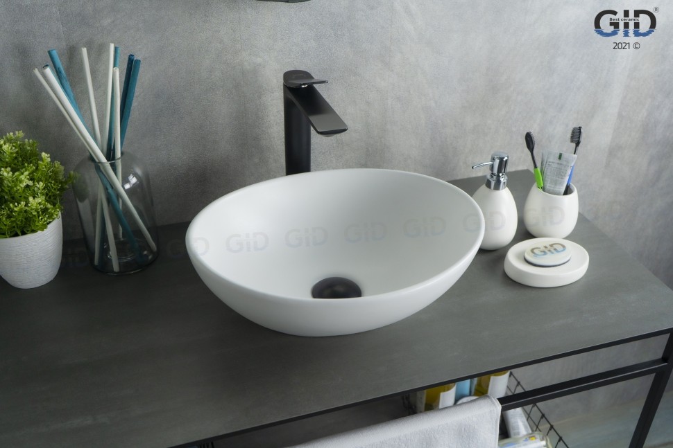 Раковина Gid N900 51164 накладная белый матовый 41x34x15