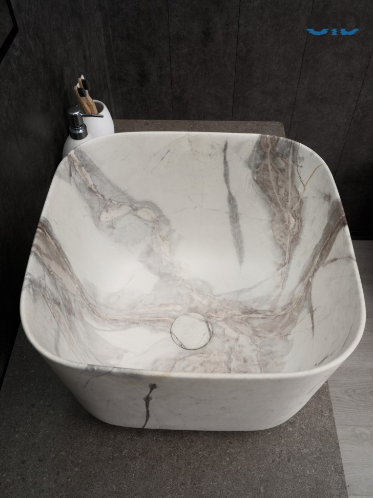 Раковина Gid Mnc9301 54480 накладная под камень матовый 36x36x25.5