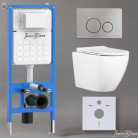 Комплект 3в1 IBERICA BLANCA инсталляция SILENCIO, унитаз BILBAO ALTO белый, кнопка смыва INOX-O хром матовый (IB001.BLA.231.8132)