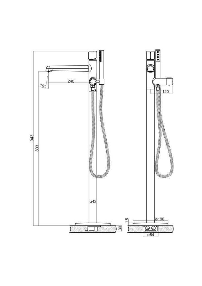 Напольный смеситель BelBagno UNO UNO-FMT-ORO