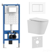 Комплект 3в1 IBERICA BLANCA инсталляция SILENCIO, унитаз BURGOS ALTO белый, кнопка смыва ESTI-S белый глянцевый (IB001.BRA.231.855)