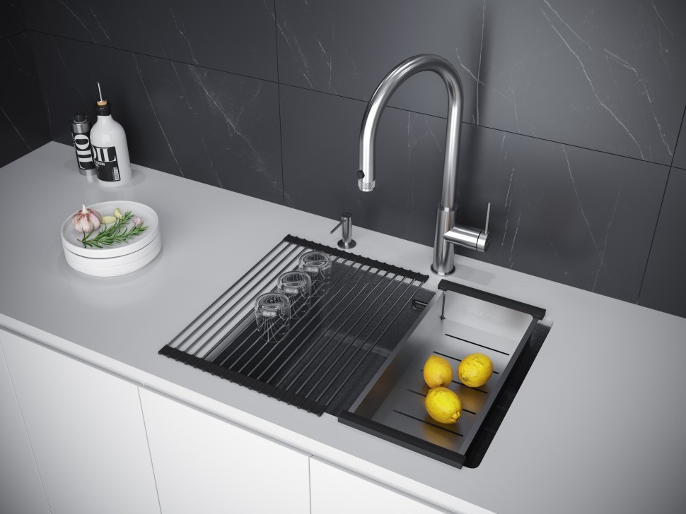 Мойка LUMI 55UNI-SKEW, IT-GRANIT, LU55SK-AN, антрацит, 555х440, Paulmark