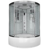 Душевая кабина Niagara Luxe NG-7744W (120x120х215) высокий поддон(50см),дверь раздвижная,стенки серебро,4 места