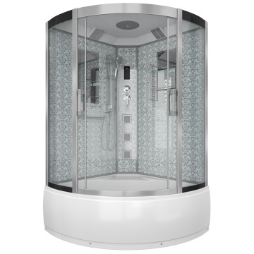 Душевая кабина Niagara Luxe NG-7744W (120x120х215) высокий поддон(50см),дверь раздвижная,стенки серебро,4 места