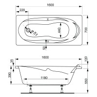 Акриловая ванна VAGNERPLAST KLEOPATRA 160x70