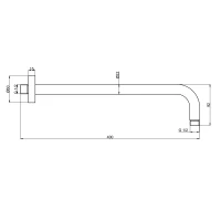 AQM8702BC Держатель верхнего душа, L=400 мм, настенный, медь шлифованная