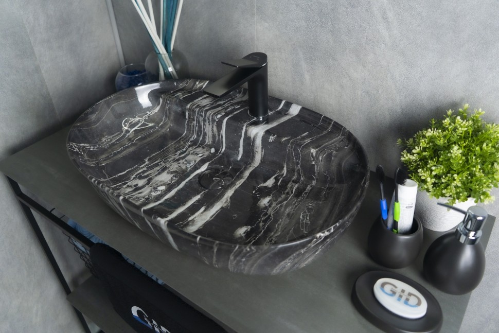 Раковина Gid Bs1346 54466 накладная под камень глянцевая 61x41x14