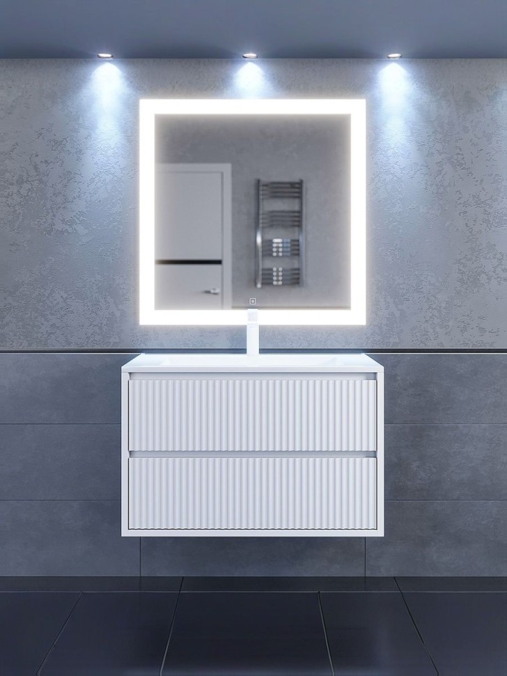 Тумба под раковину для ванной Uperwood Next Premium подвесная, 80 см, белая, 2 ящика