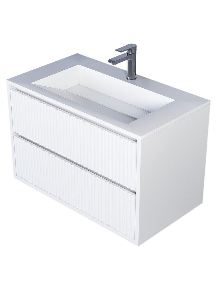 Тумба под раковину для ванной Uperwood Next Premium подвесная, 80 см, белая, 2 ящика