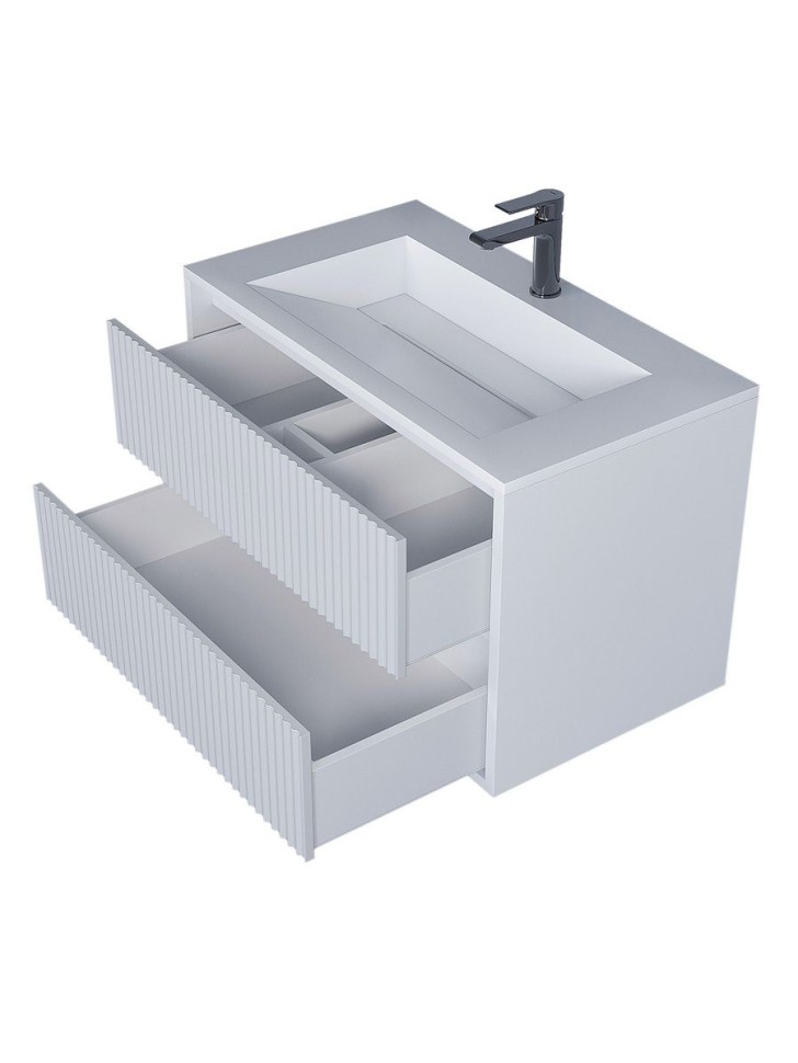 Тумба под раковину для ванной Uperwood Next Premium подвесная, 80 см, белая, 2 ящика
