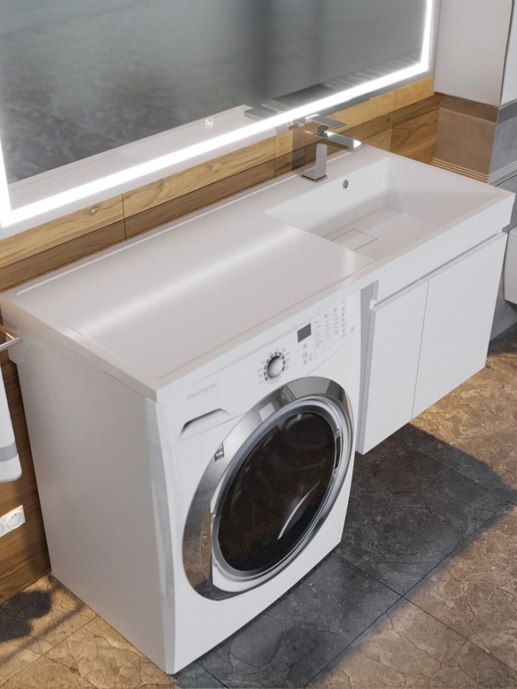 Тумба под стиральную машину подвесная Uperwood Magenta 45х50х55 см, белая, с дверцами