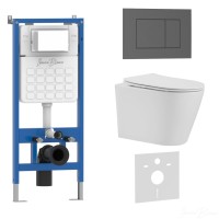 Комплект 3в1 IBERICA BLANCA инсталляция SILENCIO, унитаз BURGOS ALTO белый, кнопка смыва ESTI-S серый матовый (IB001.BRA.231.856)