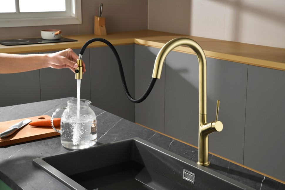 Смеситель для кухни AQUAme Cucina с выдвижным изливом AQM9905BG