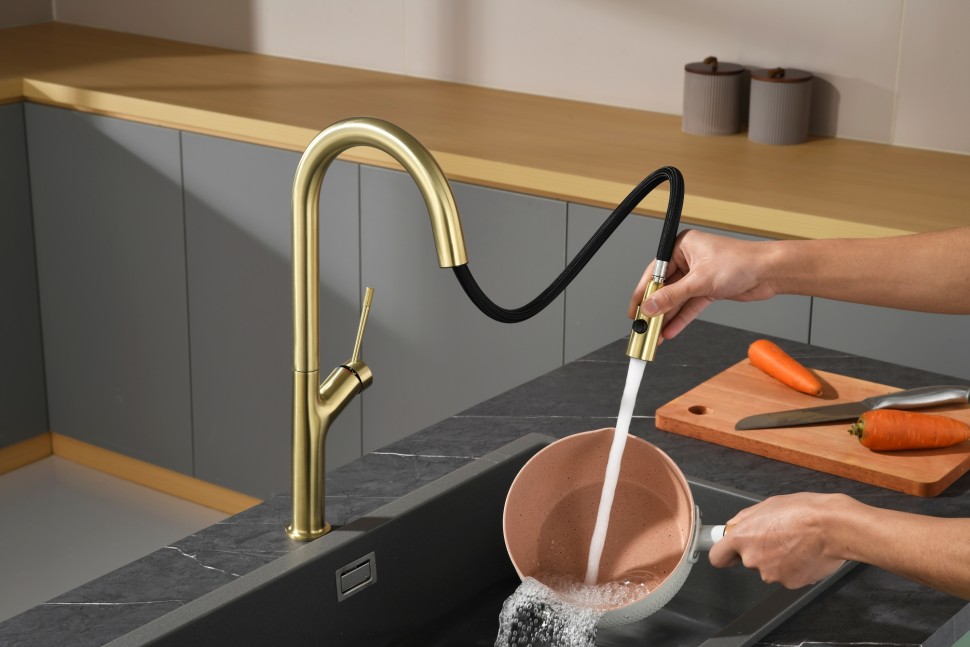 Смеситель для кухни AQUAme Cucina с выдвижным изливом AQM9905BG