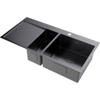 Кухонная мойка Omoikiri Akisame 100-2-R-GM нерж. сталь/вороненая сталь