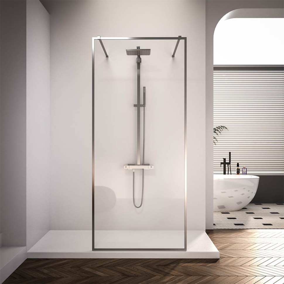 Душевая перегородка Veconi Korato KR-90, 1200x2000, хром, стекло прозрачное