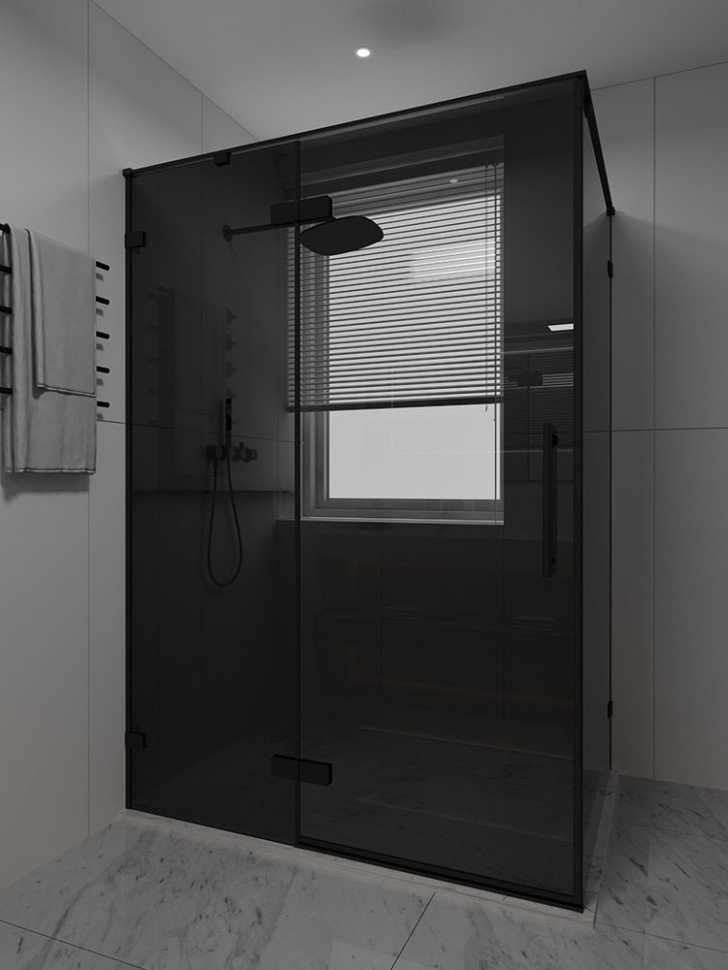 Боковая панель Veconi Premium Alassio SP BB, 800x2000, черный матовый, стекло черное