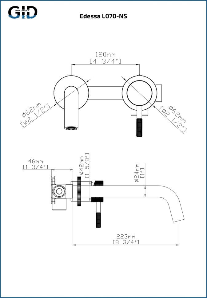 Настенный смеситель GID Edessa SS070-CH-NS хром