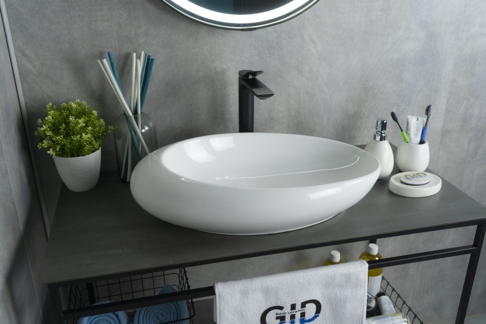 Раковина Gid N9050 51167 накладная белая 59x37x14