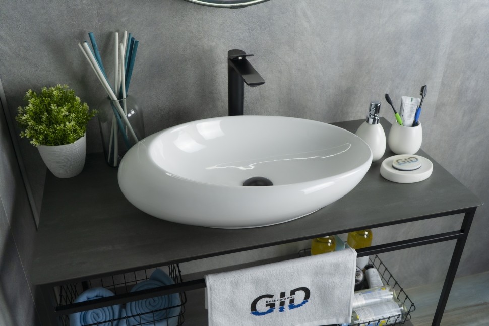 Раковина Gid N9050 51167 накладная белая 59x37x14