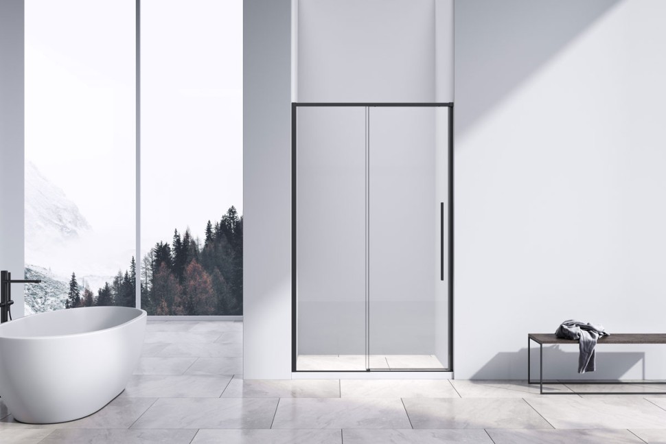 Душевая дверь Slim-N VDS-4SN130CLB, 1300, черный, стекло прозрачное
