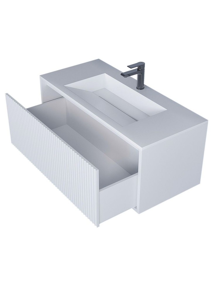 Тумба под раковину для ванной Uperwood Next Premium подвесная, 100 см, белая, 1 ящик